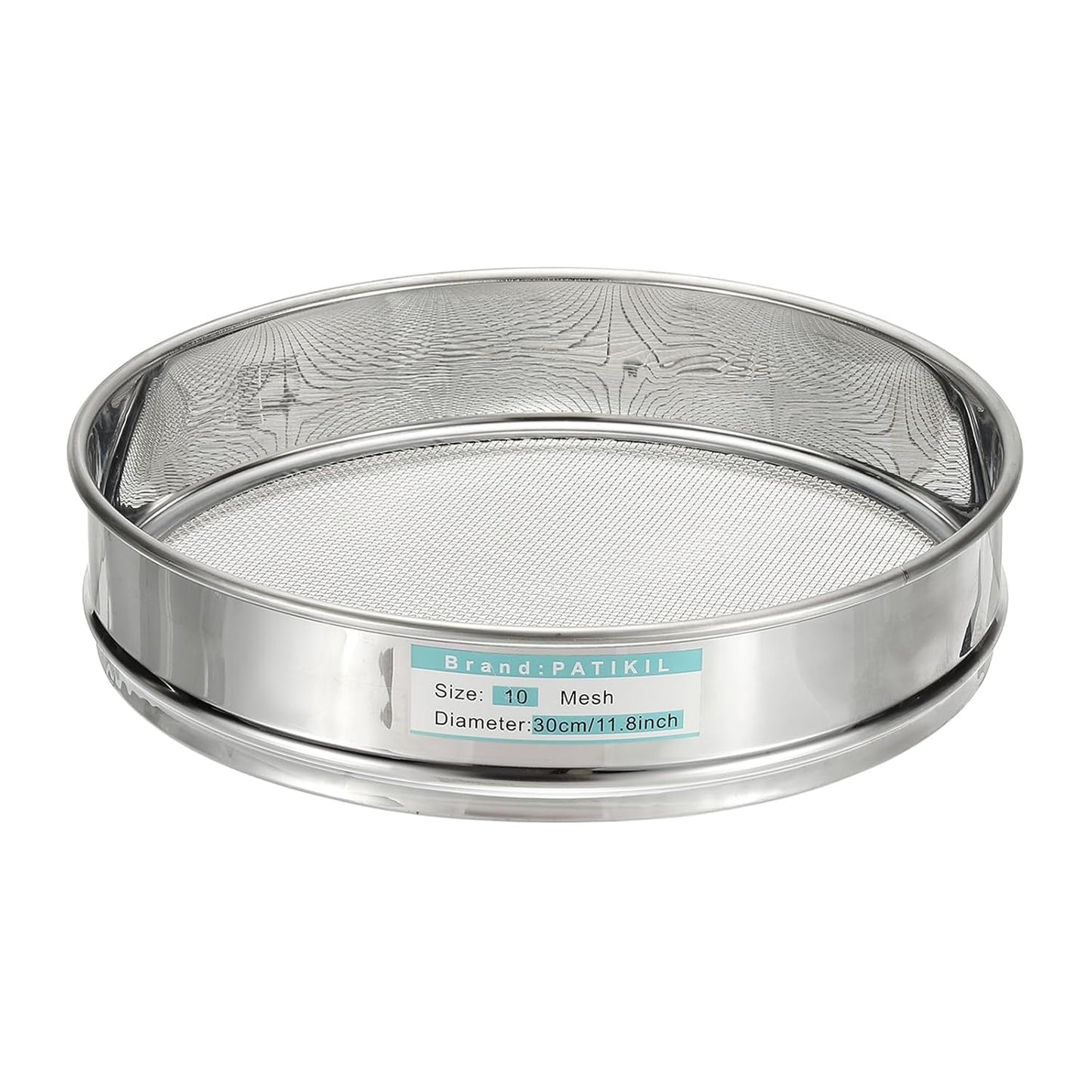 PATIKIL 10 Mesh(2mm) Lab Sieve, 11.8"(30cm) Diameter Sifting Screen 304 Stainless Steel Wire Cloth Fine Mesh Sieve for Industrial Laboratory Home Soil Sifter Dry Sift Screens Hash