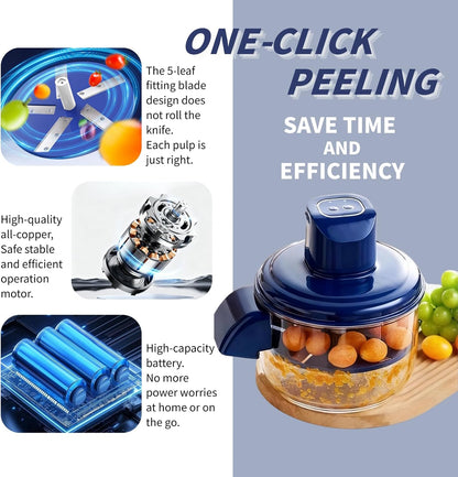 Automatic Electric Peeler Machine for Garlic, Grapes, Tomatoes - 3-in-1 Rechargeable Peeler with Safety Lock Blade, Effortlessly Peel Fruits in 10 Seconds (Easy Clean & Portable)