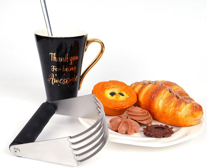Dough Blender, Dough Mixer, Top Professional Pastry Cutter, Equipped with Heavy Stainless Steel Blade, Large Size, Black