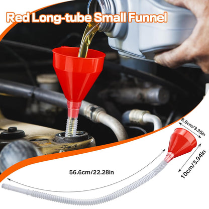 10Pcs Funnels for Automotive Use,Automotive Funnels Set,Wide Mouth Fuel Funnel, Plastic Long Neck Oil Funnel,Flexible Oil Funnel Kit with Spout and Filter for Filling Coolant, Engine Oil, Gasoline