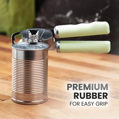 Zulay Kitchen Heavy Duty Stainless Steel Can Opener Manual with Bottle Opener - Rust Proof Manual Can Opener With Turn Knob & Comfy Soft Grip Handles - Cherry Red - Colors B
