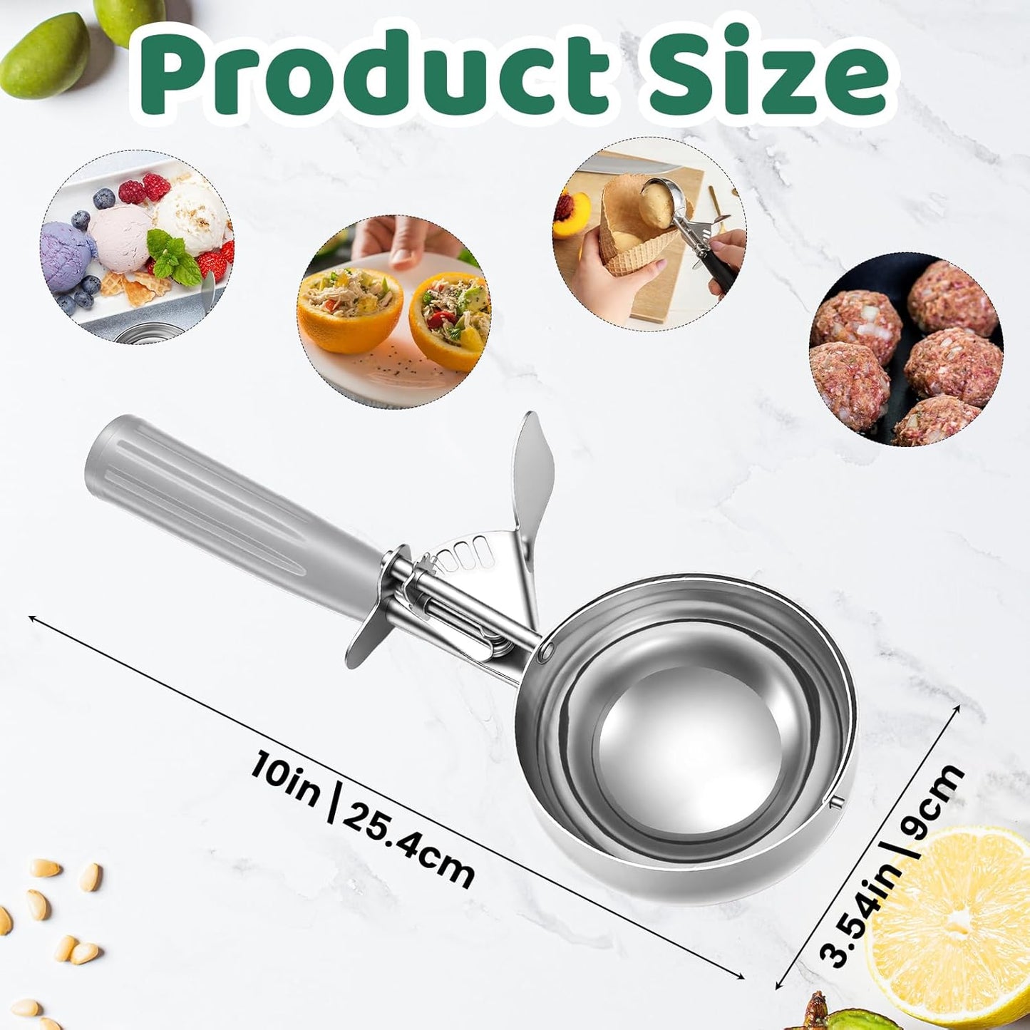 1 Pcs 8 Ounce Portion Scoops Ice Cream Scooper with Trigger Stainless Steel Portion Control Scoop for Restaurant, Baking Food, Cookie Dough, Cupcake Batter (Red)