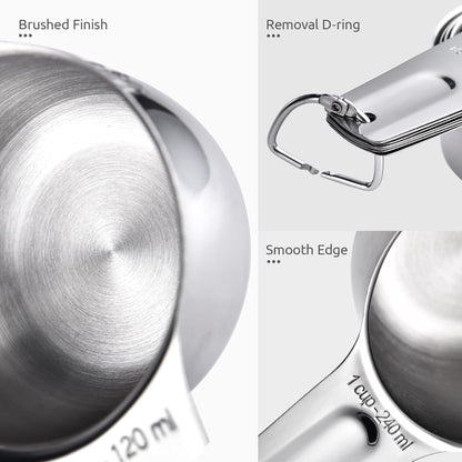 Measuring Cups, U-Taste Magnetic Measuring Cups and Spoons Set of 13 in 18/8 Stainless Steel: 7 Measuring Cups and 5 Measuring Spoons with 1 Professional Magnetic Measurement Conversion Chart
