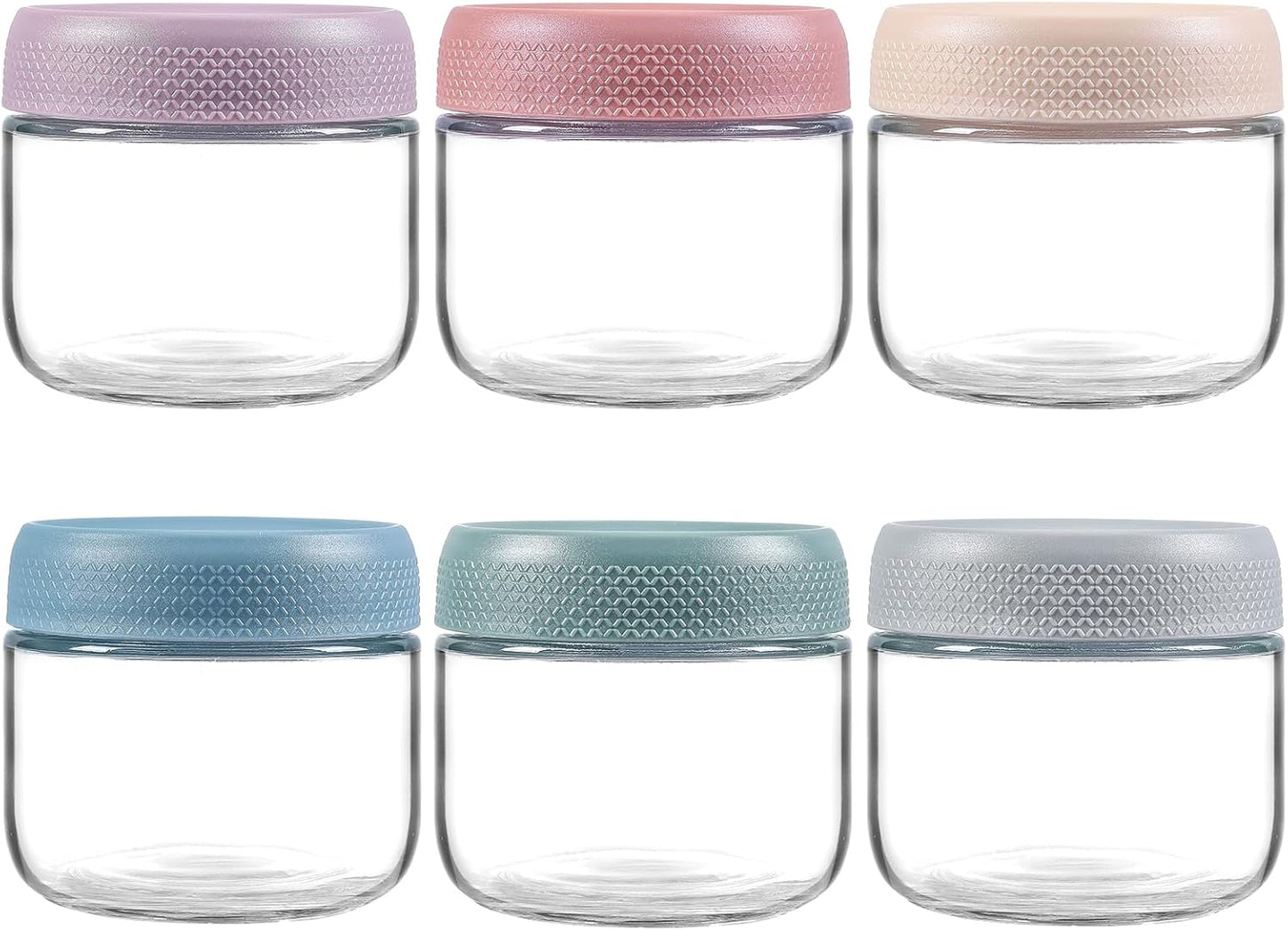 NETANY 2oz Glass Salad Dressing Containers, 6-Pack Small Sauce Containers with Lids and Mini Condiment Cups Containers,To Go Glass Jars for Meal Prep Lunch box