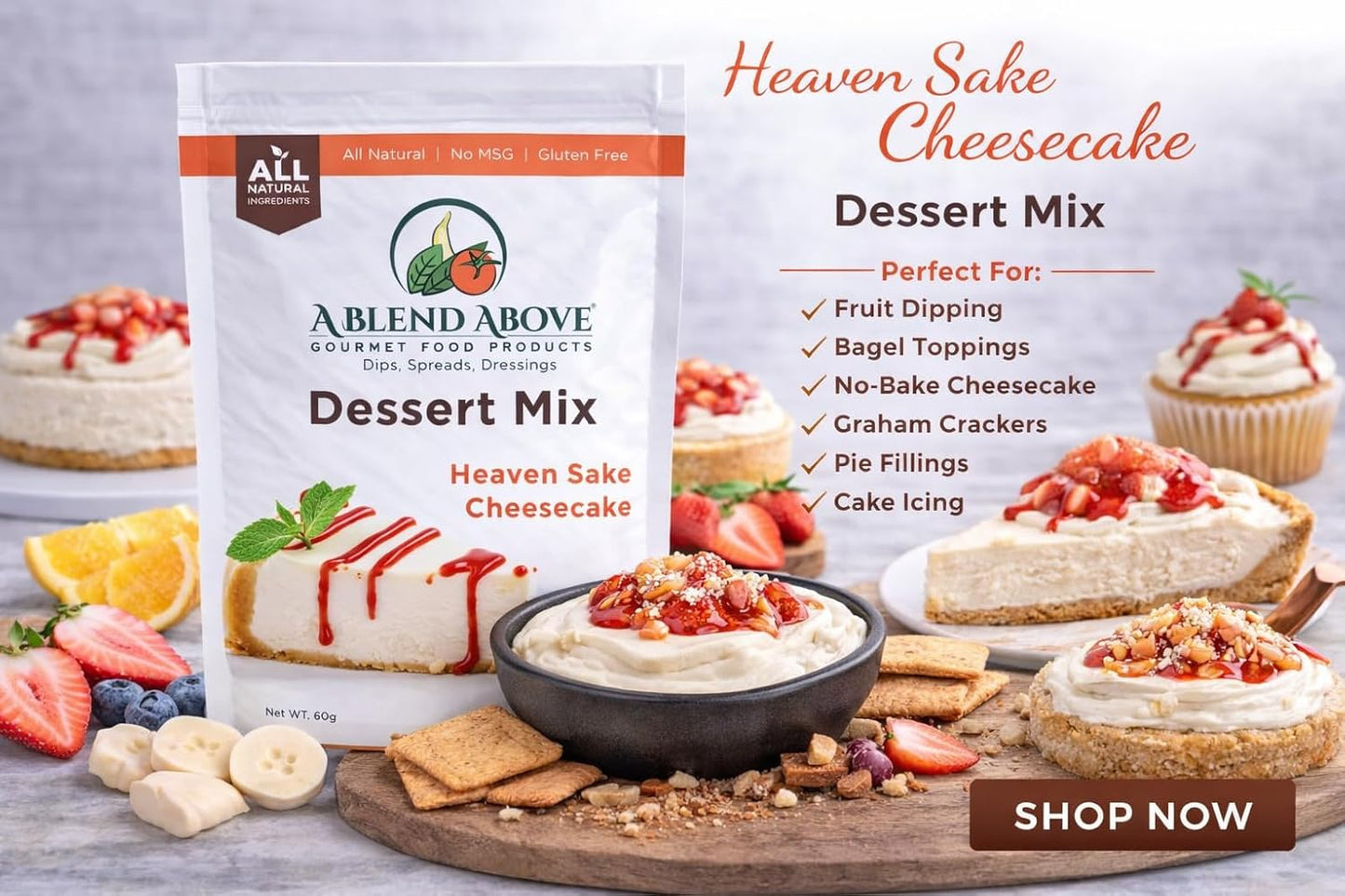 A Blend Above Banana Cream No-Bake Dessert Mix, 3 Pack, No-Bake Cheesecake, Fruit Dip, Dessert Mix, Bagel Topping, Frosting, Cheesecake Filling, Quick and Easy to Make, Makes 16 Ounces, Cream Cheese,