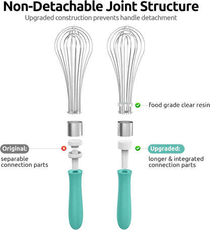 U-Taste 7" Mini Whisk for Cooking: 18/8 Stainless Steel Small Metal Kitchen Wisk, Tiny Hand Mixing Tool for Coffee, Egg, Sauce, 6-Wires Compact Head for Baking, Beating in Bowl, Mug, Jar (Set of 2)