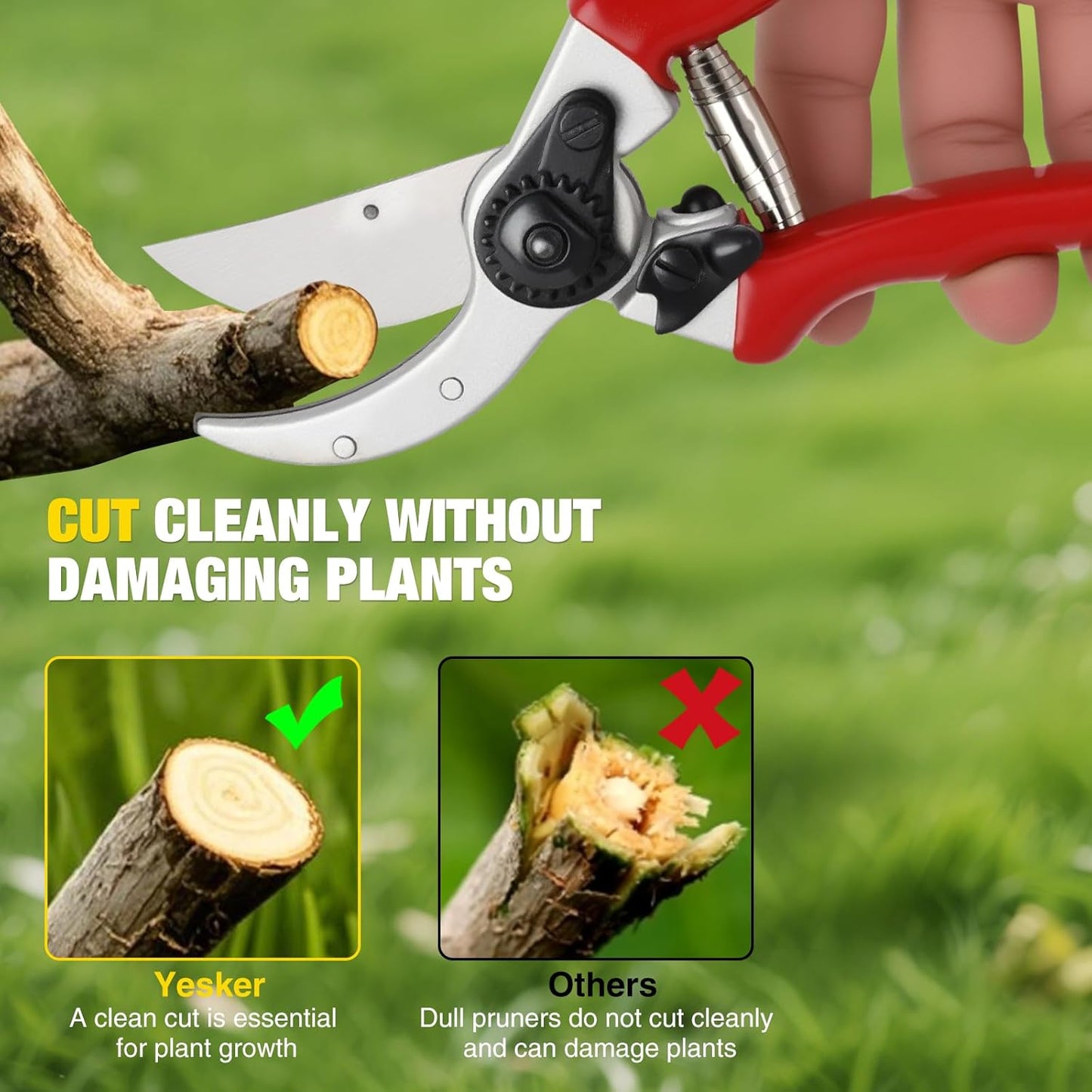 Yesker Pruning Shears Garden Shears 7.8" Professional Garden Scissors Sharp 65 Manganese Steel Blade Heavy Duty Clippers Hand Pruners for Cutting Fresh Flowers Branch Plant Trimming Gardening Tools