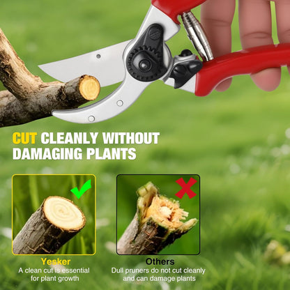 Yesker Pruning Shears Garden Shears 7.8" Professional Garden Scissors Sharp 65 Manganese Steel Blade Heavy Duty Clippers Hand Pruners for Cutting Fresh Flowers Branch Plant Trimming Gardening Tools