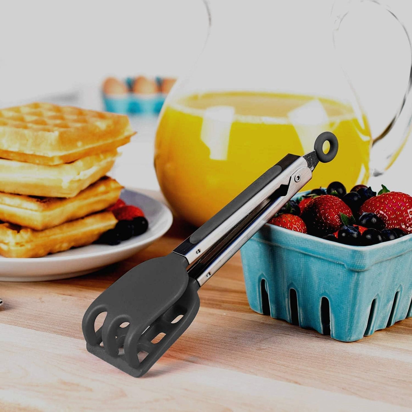 Waffles Batter Dispenser n Waffle Tongs Combo Set,Get Perfectly Fluffy Waffles Every Time! Batter Measuring Separator for Pancakes, Cupcake, Muffin Quick Filling Cookie Batter