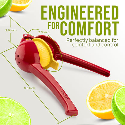 Zulay Kitchen Metal 2-in-1 Lemon Squeezer - Sturdy Max Extraction Hand Juicer Lemon Squeezer Gets Every Last Drop - Easy to Clean Manual Citrus Juicer - Easy-Use Lemon Juicer Squeezer - Yellow/Green