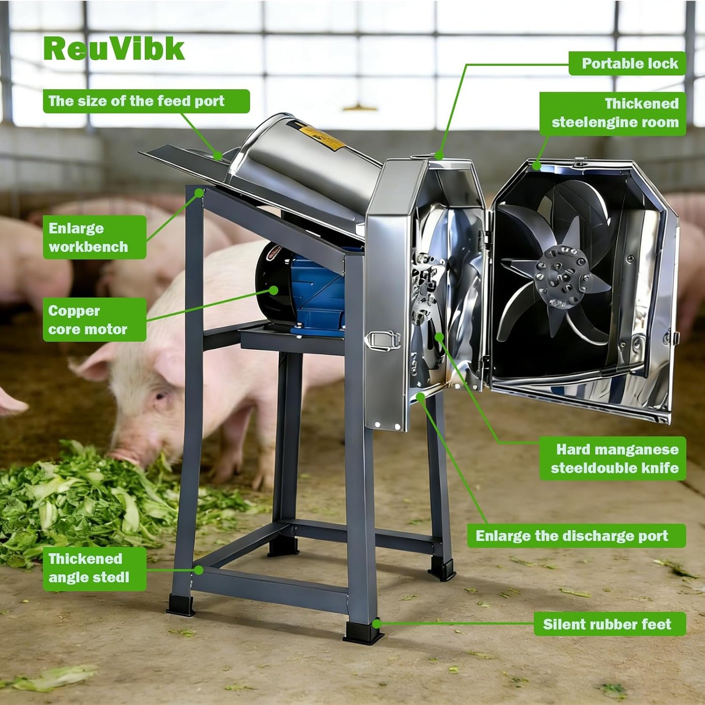 Poultry Veggie Feed Chopper, Feed Processor Vegetable Dicer Chopper, 304 Stainless Steel Construction, Chop Various Vegetables, for Farms, Livestock Breeding, and Ranches