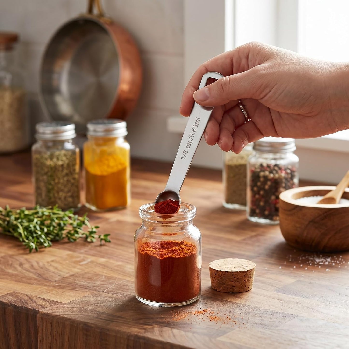 4 PCS 1/8 Teaspoon Measuring Spoon,Stainless Steel Mini Single Scoop,0.63mL Kitchen Tool for Home Cooks and Baking Kits