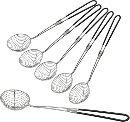 Hordion 4PCS Hot Pot Strainer Scoop, 2.5 Inch Mini Wire Skimmer Stainless Steel Asian Shabu Strainer Spoon Ladle with Handle for Hot Pot Tortellini Meatball