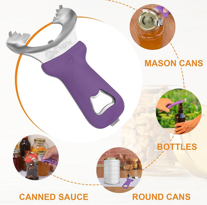 CYDW Mason Jar Opener Tool with Soft Touch Handle, No Lid Dents or Damage, Can Opener Manual Multi-Purpose, Easy Twist Manual Handheld Top Remover, Canning Supplies, Bottle Opener, Made for Lifetime
