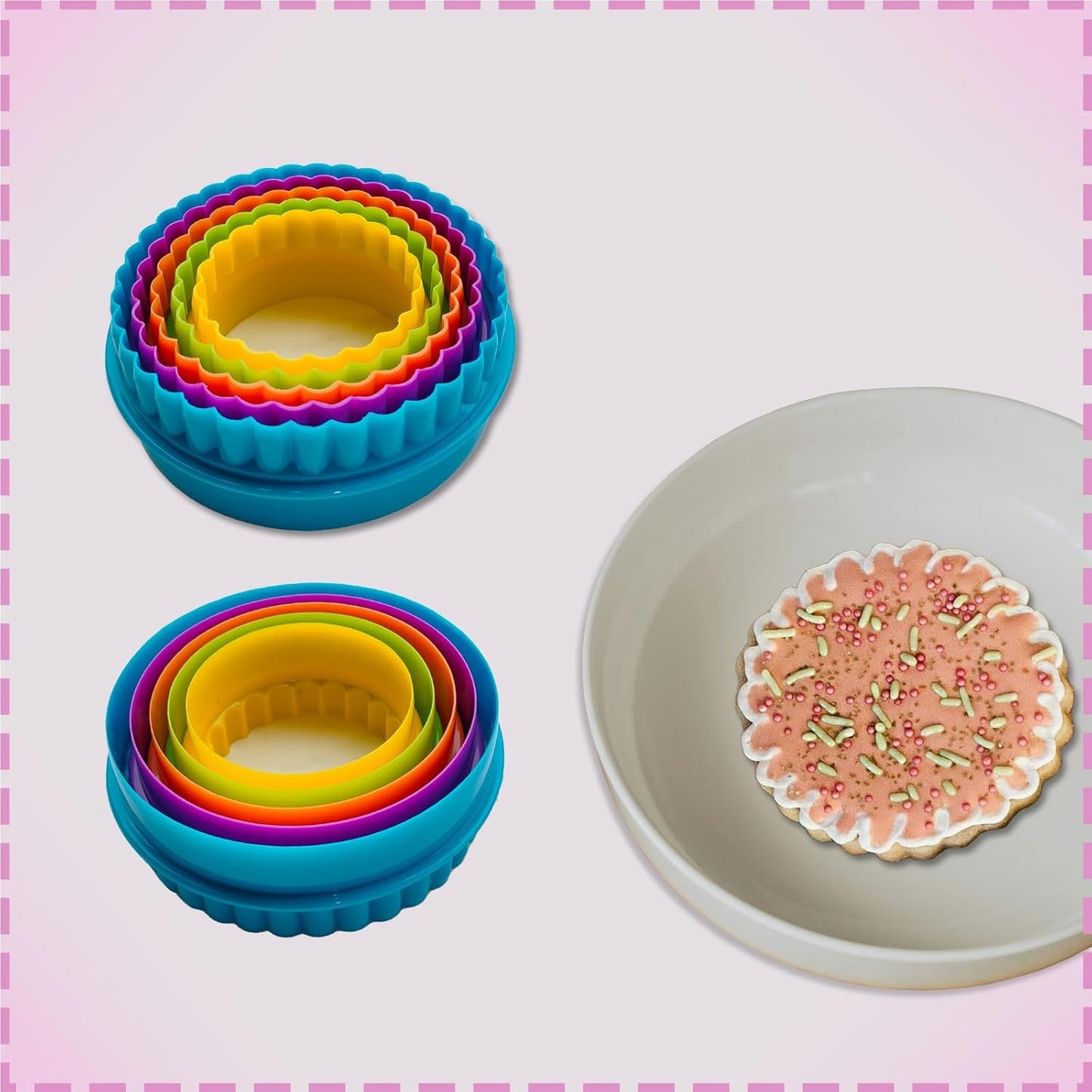 Cookie Cutter Set - 6 PCS Perfect for Baking Unique Flower, Round, and Circle Cookies