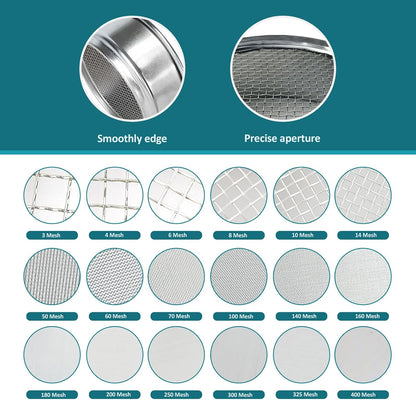 304 Stainless Steel Mesh Lab Sieve, 325 Mesh (0.045mm) Aperture Test Sieve, 4inch(10cm) Economy Standard Analysis Sample Test Sieves for Industrial Laboratory Homes - Colors B