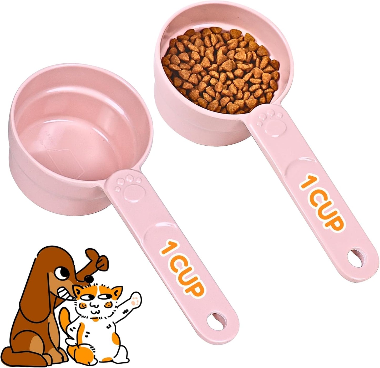1/2 Cup Dog Food Scoop, Extra Long Handle Sturdy Melamine Pet Food Measuring Scoop with Clear Marking Lines, BPA-Free, Shatterproof, Dishwasher Safe (Butter Yellow, 1/2 Cup)