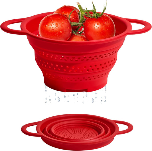 GIR Collapsible Colander for Kitchen, Silicone Strainer and Steamer, BPA-Free, Heat-Resistant, Space-Saving Collapsible Strainer with Stainless Steel Rim, Dishwasher Safe - Slate