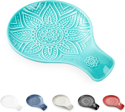 Ceramic Spoon Rest, 7.48 Inches Spoon Holder for Kitchen Counter, Kitchen Accessories, Dishwasher Safe, White