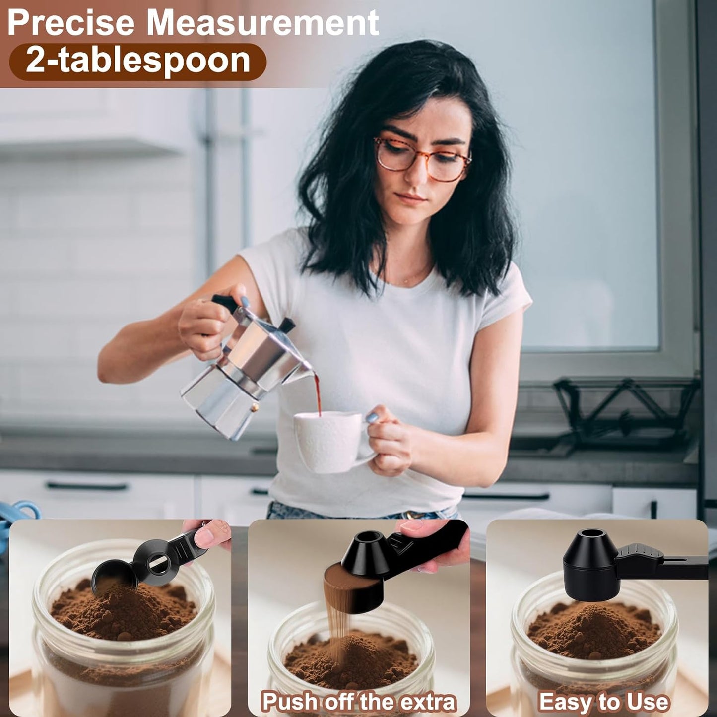 Palksky Coffee Scoop & Funnel for Reusable K Cup Refillable Coffee Pods, 2 Tablespoon Slide Coffee Measuring Funnel Scooper,1PCS
