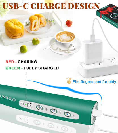 YUSWKO Black Handheld Milk Frother Wand for Coffee, Rechargeable Electric Whisk with 3 Heads 3 Speeds Drink Mixer Coffee Frother For Latte, Cappuccino, Hot Chocolate, Egg