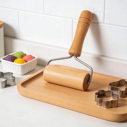 Small Rolling Pin, Wooden Dough Roller, Non-Stick Pizza Roller, T Type Rolling Pins for Kitchen Baking, Pizza Dough Press (3.8 * 7.5 inch)