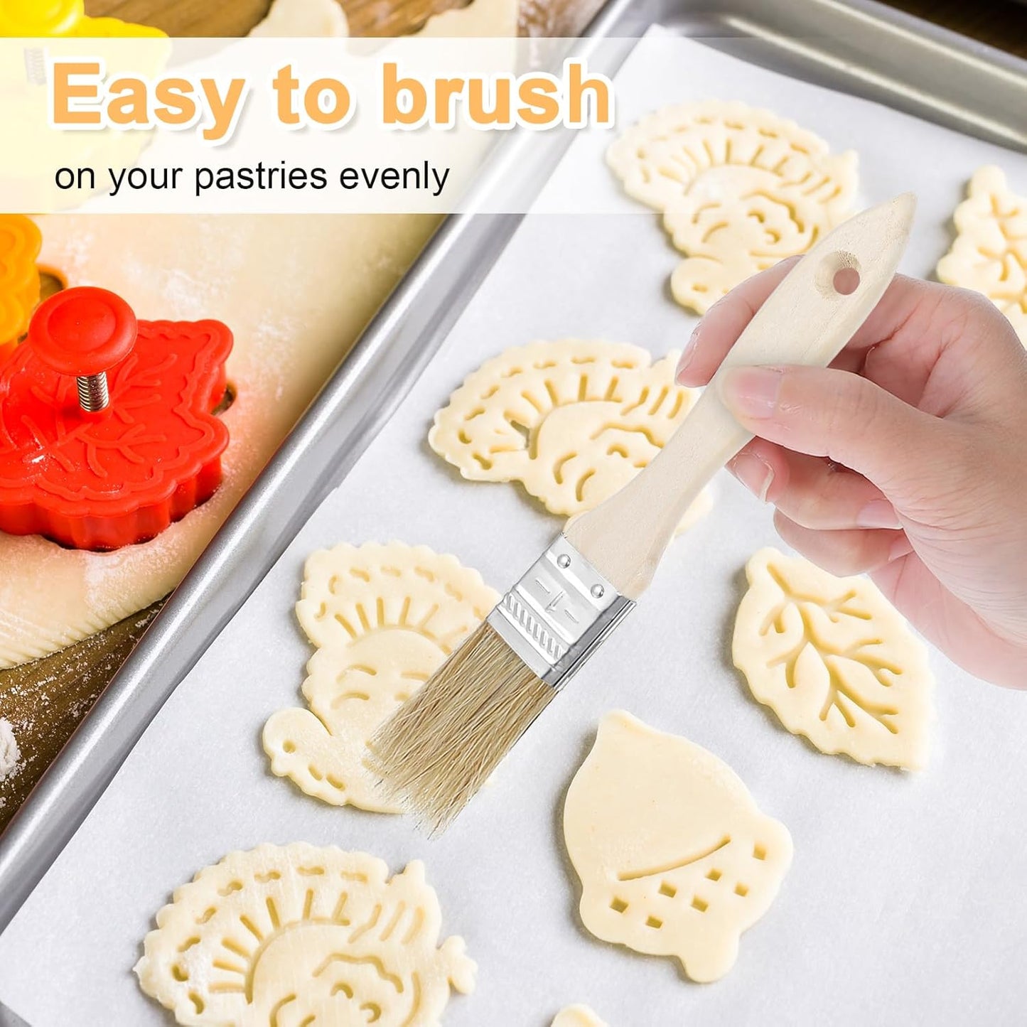 3Pcs Natural Bristle Pastry Brush, Pastry Brush Wooden Handle Basting and BBQ Brushes Kitchen Baking Brushes for Cooking, Butter, Oil, Grilling & Baking Easy Clean Durable Kitchen Culinary Utensil