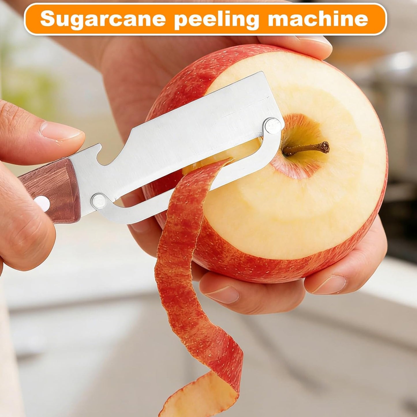 Multi-Functional Vegetable Peeler with Wooden Handle, Stainless Steel Thick & Thin Skin Fruit Peeler with Bottle Opener, Not for Left-Handed Users, Practical Kitchen Tool for Apple Potato