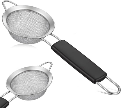 Strainers Fine Mesh, 3.3" Fine Cocktail Strainer Juice Strainers Stainless Steel Small Metal Strainer for Loose Tea Mini Sifter with Handle for Cocktail Tea Coffee Juice