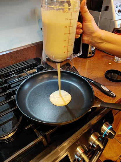 Waffles Batter Dispenser n Waffle Tongs Combo Set,Get Perfectly Fluffy Waffles Every Time! Batter Measuring Separator for Pancakes, Cupcake, Muffin Quick Filling Cookie Batter