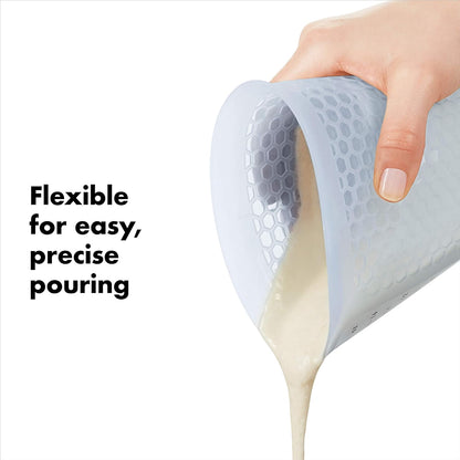 OXO Good Grips 4-Cup Squeeze & Pour Silicone Measuring Cup with Stay-Cool Pattern