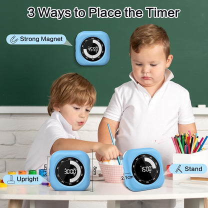 Visual Timer for Classroom Rechargeable, 10-Hour Digital Timers with Visual Time Bars Design, 3 Brightness/3 Volume Adjustable Magnetic Timer, Countdown/up Timer for Study Game Gym Kitchen Office