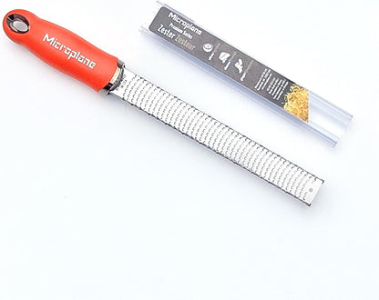 Premium Classic Series Zester - Pomegranate Red | Lemon Zester tool, Hard Cheese & Vegetable Grater | For Citrus, Parmesan Cheese, Garlic, Ginger, Nutmeg | Fine Stainless Steel Blade, Made in USA