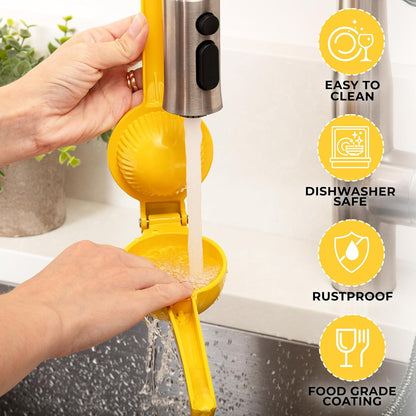 Zulay Kitchen Metal Lemon Squeezer - Handheld Lemon Juicer Squeezer - Easy to Use Citrus Juicer - Manual Press for Extracting the Most Juice Possible - Extracts Every Last Drop