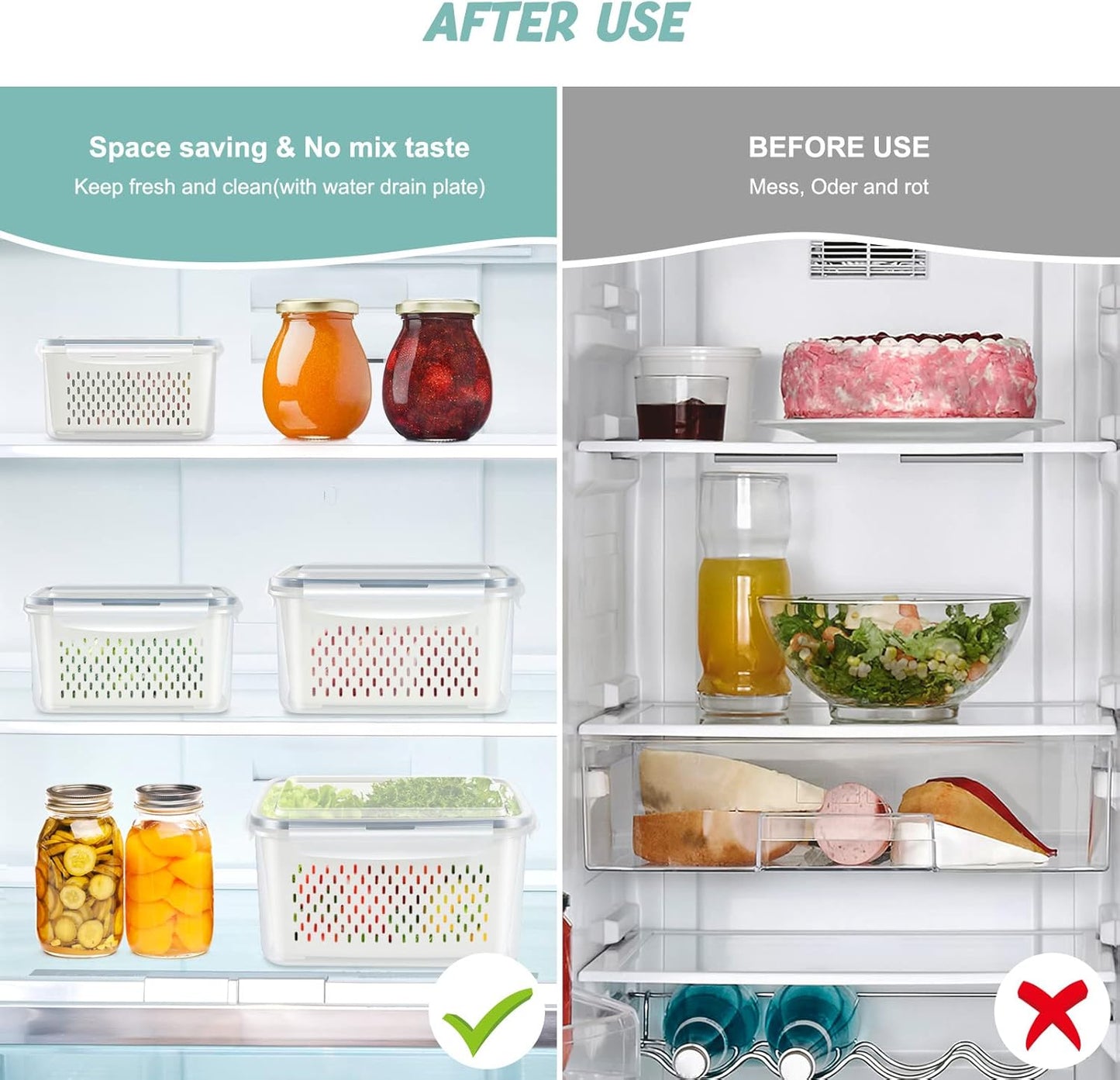 12 Pieces Fruit Storage Containers For Fridge, 6 Pack BPA-Free Fresh Food Containers with Removable Colanders and Airtight Lids, Fresh for Fruit Berry Produce Vegetable, Dishwasher & Microwave Safe