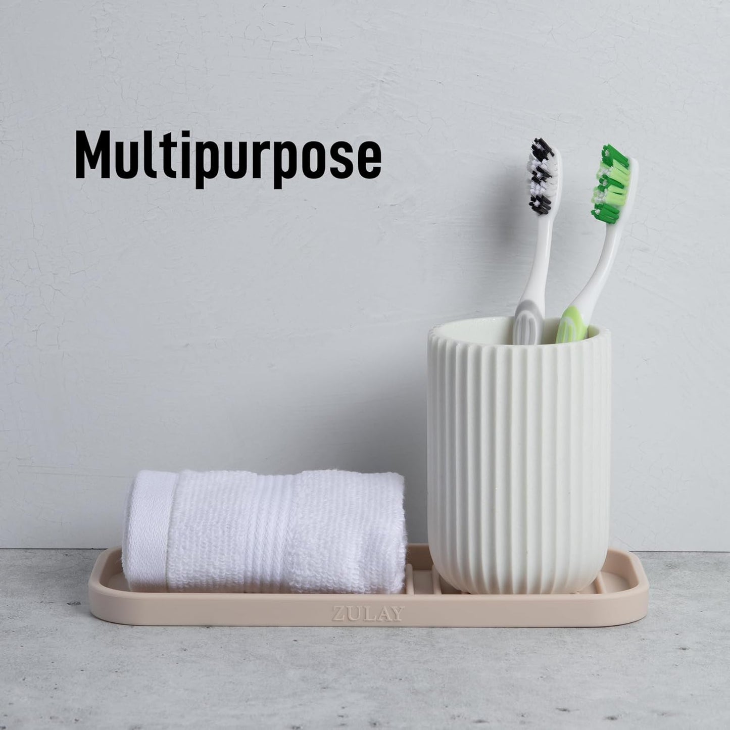 Zulay Kitchen (9x3.5in Sponge Holder for Kitchen Sink - Flexible Heavy-duty Multipurpose Sink Caddy - Counter Organizer for Kitchen, Bathroom, Makeup, Trinkets & More! (Grey)