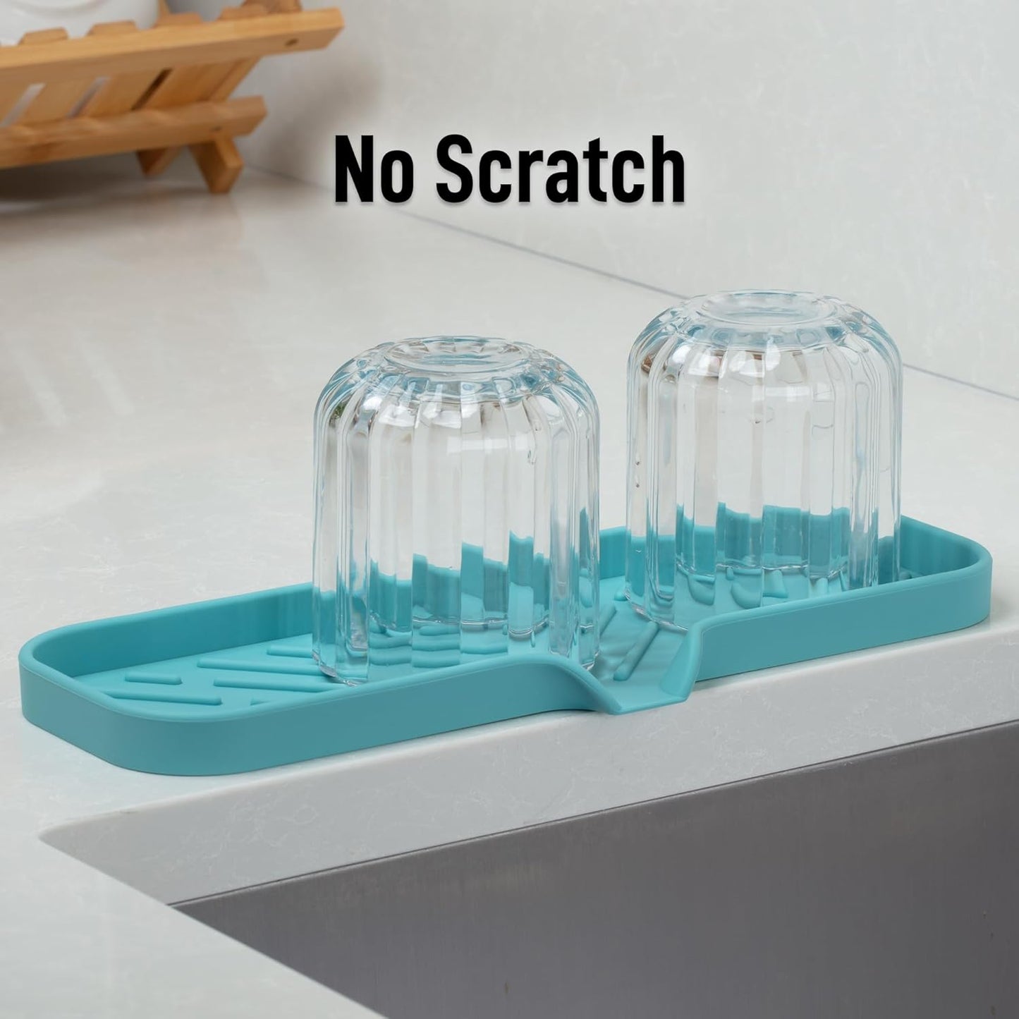 Zulay Kitchen (9x3.5in Sponge Holder for Kitchen Sink - Flexible Heavy-duty Multipurpose Sink Caddy - Counter Organizer for Kitchen, Bathroom, Makeup, Trinkets & More! (Grey)