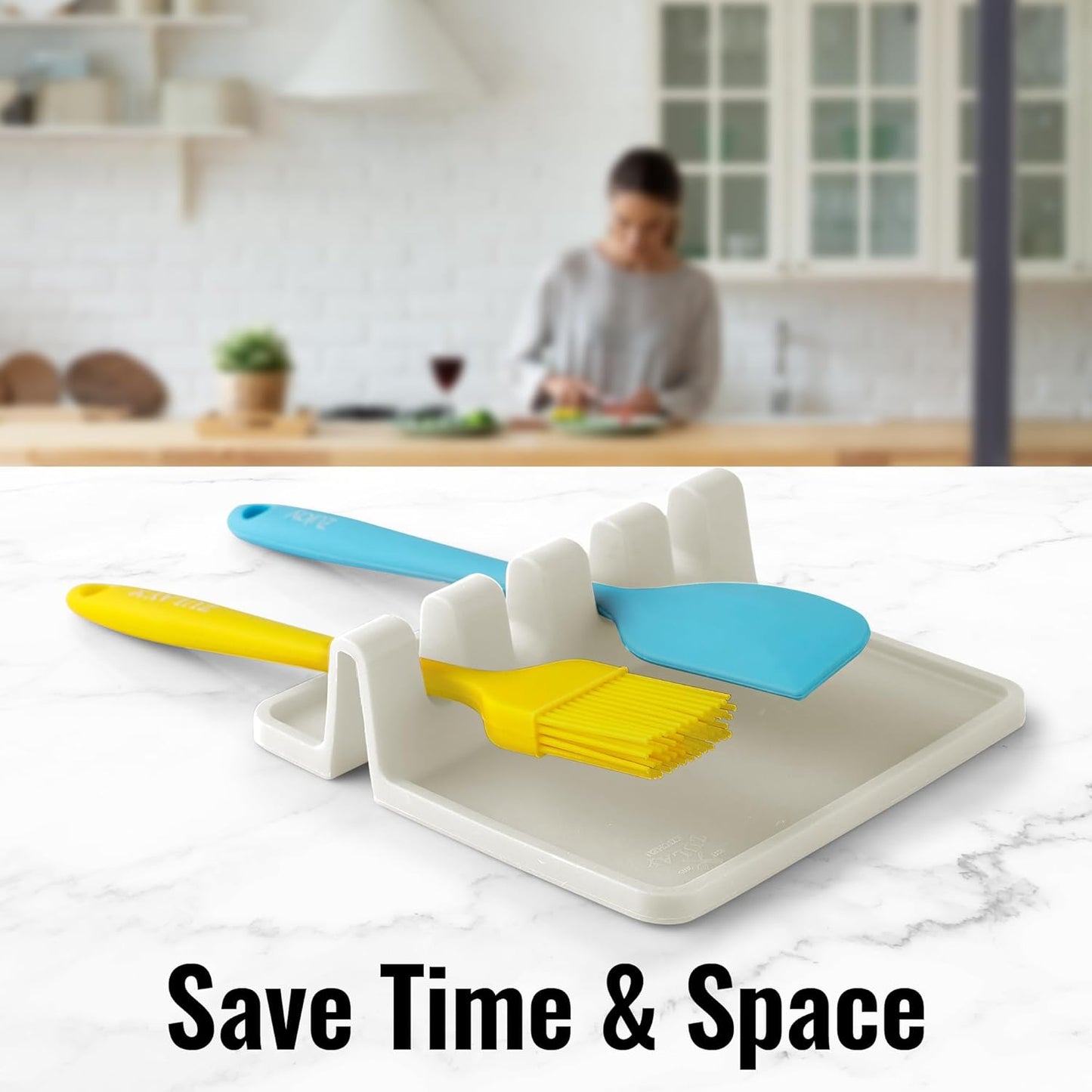 Zulay Kitchen Spoon Rest for Multiple Utensils High Heat-Resistant Silicone Drip Pad, BPA-Free Spoon Holder for Stove Top, Kitchen Gadget Holder for Ladles, Tongs, Cooking Spatula - Makes Great Gift