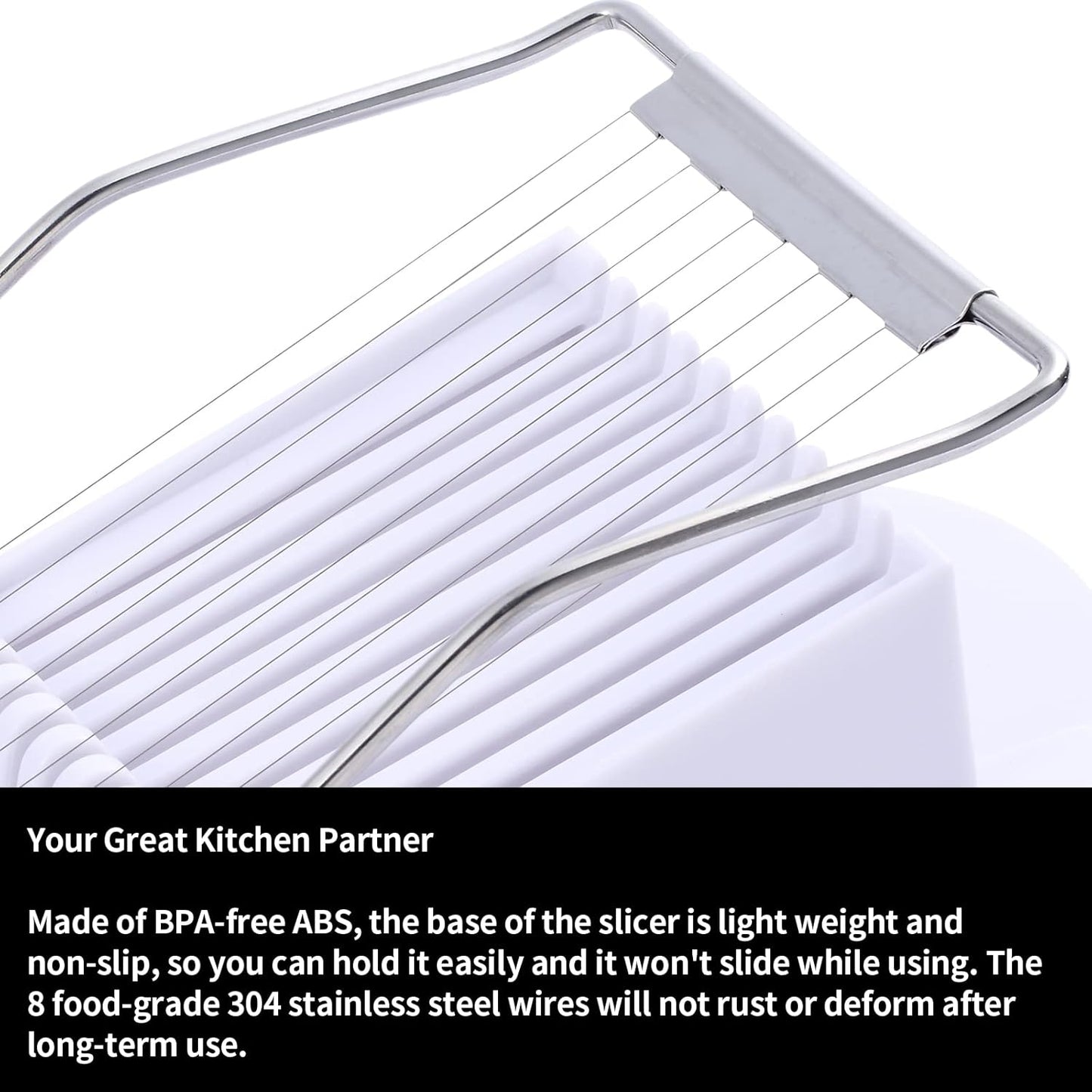 2 Pack Luncheon Meat Slicer, Egg Slicers,Strawberry Slicer,Stainless Steel Wire, Cuts 10 Slices for Eggs, Hams, Avocados, Bananas, Onions, Soft Food and Fruits (White)