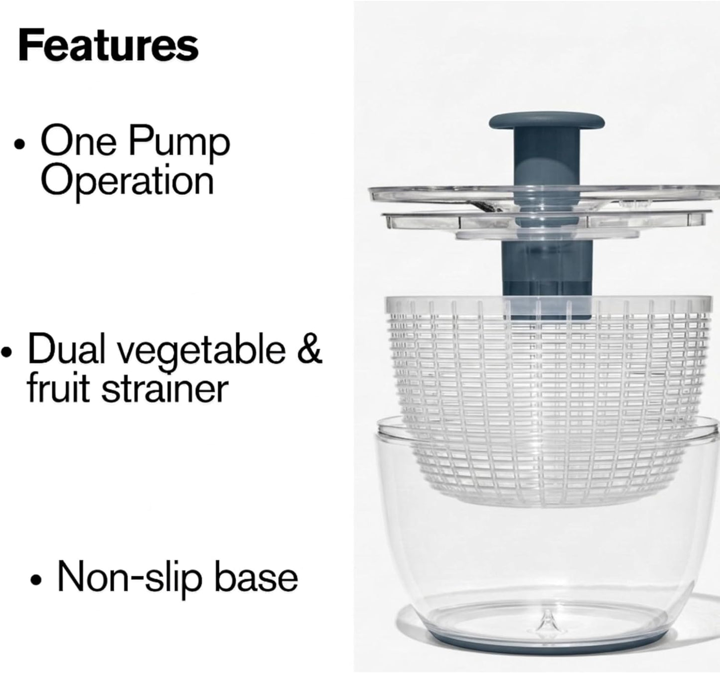 Salad Spinner 3.8 Qt – Large Lettuce Spinner & Vegetable Washer, Fruit Washer Bowl with Strainer, BPA-Free Produce Cleaner & Dryer for Kitchen