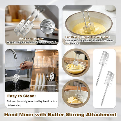 2pcs Hand Mixer Beaters Attachments Compatible with BLACK & DECKER, Universal Stainless Steel Electric Hand Mixer Whisk Replacement for Cooking and Baking