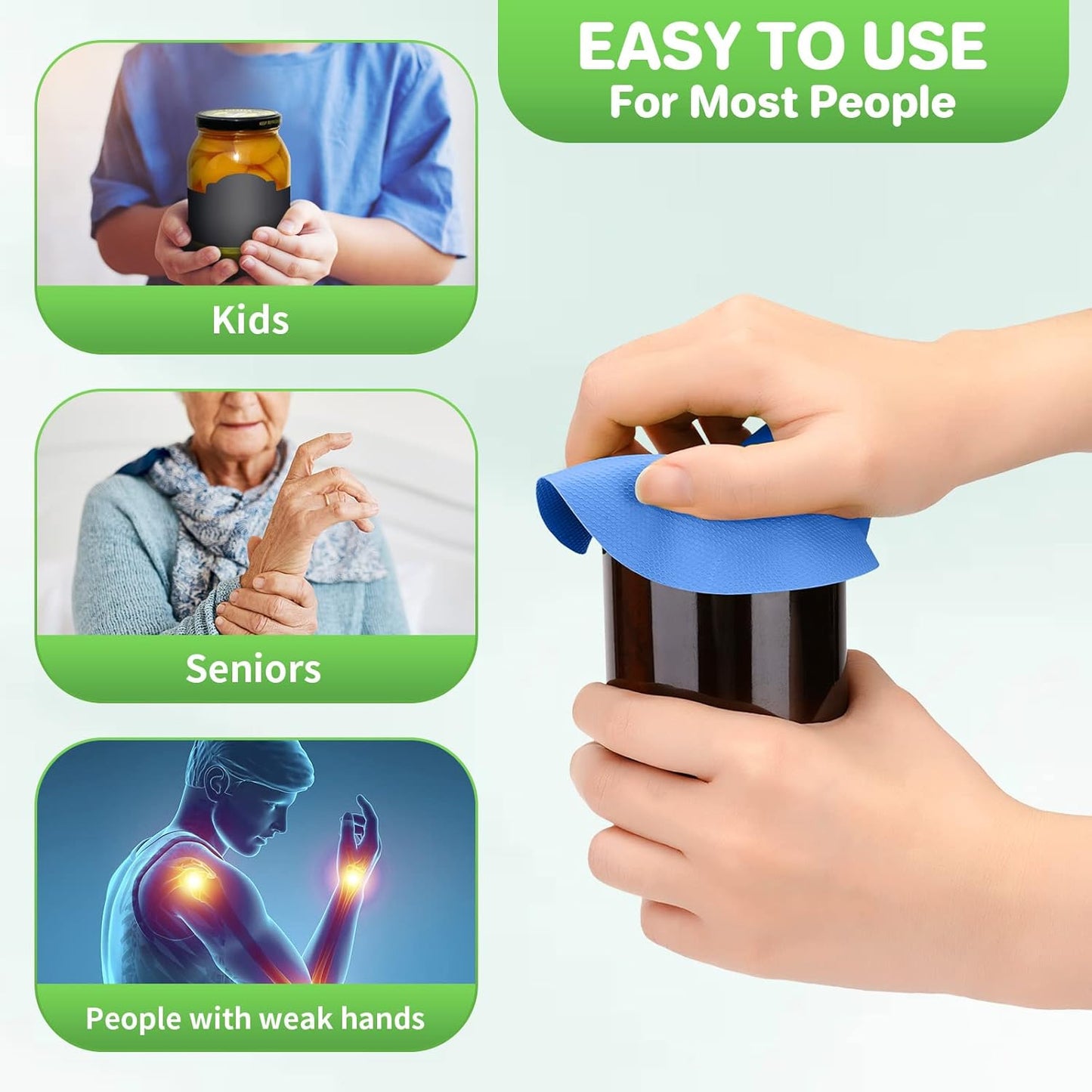 Leezmark 6 Pcs Jar Opener, Rubber Jar Grippers Multi-function Silicone Jar Gripper Pads Bottle Lid Opener Jar Openers for Seniors with Arthritis Weak Hands (6 Colors)