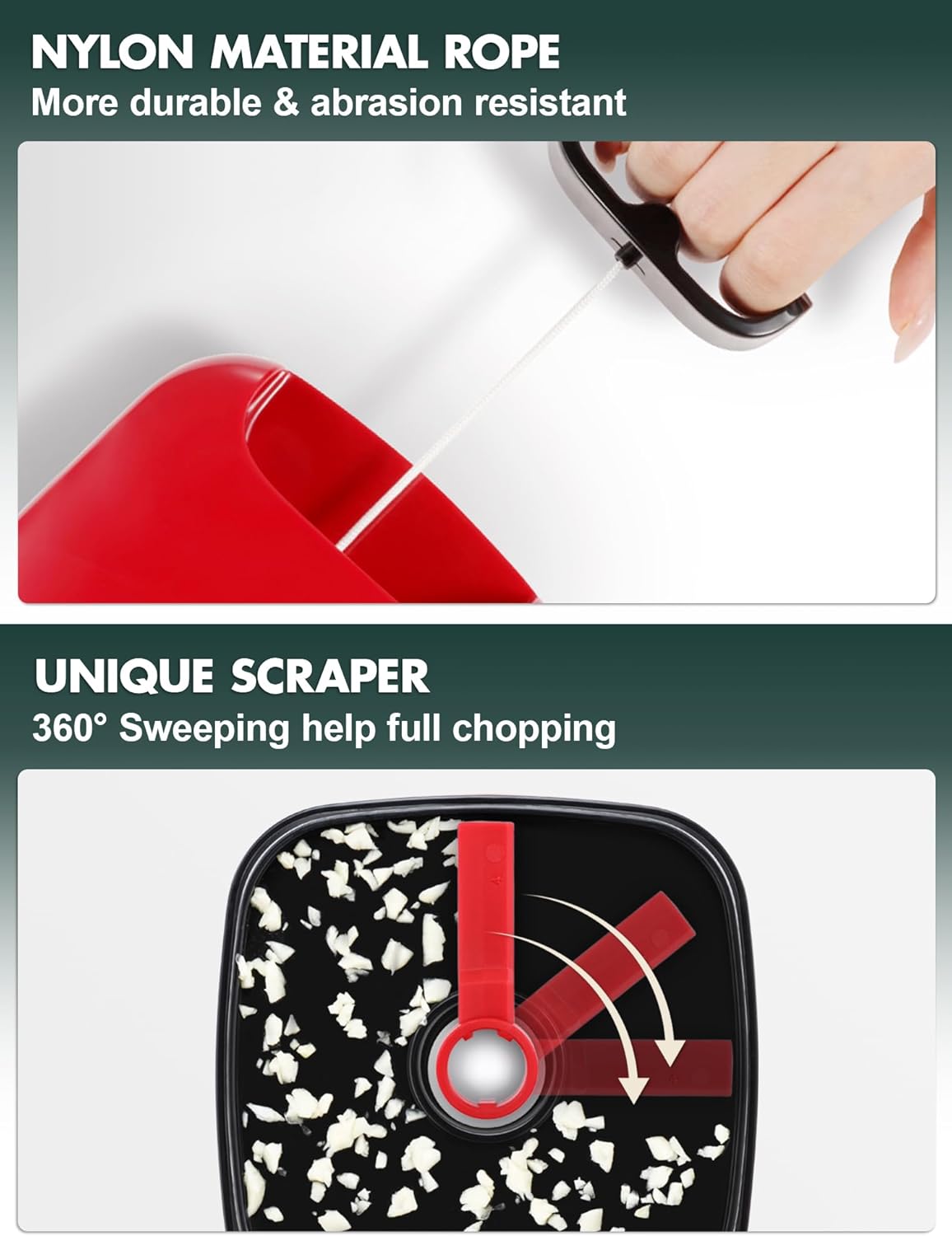 Manual Pull Food Chopper, Hand Pull String Onion Chopper Dicer for Kitchen, Easy Cleaning Food Chopper for Vegetables, Fruits (500 ML)