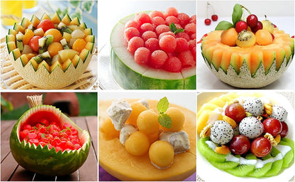 Melon Baller Scoop Set,Watermelon Scooper,4 In 1 Stainless Steel Fruit Carving Tools Set,Watermelon Slicer Ice Cream Baller,Fruit Cutters Seed Remover,Perfect Tools for Making Fruit Shapes(4 In 1)