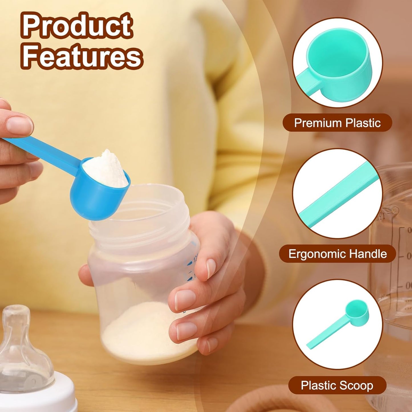 uxcell Measuring Spoons, Plastic Coffee Scoops Teaspoon for Coffee Bean Spices Sugar Salt Powder Pink