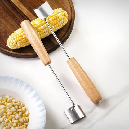 2-Piece Corn Peeler Set, Corn Cob Stripper Tool with Curved Blade, Corn Kernel Remover for Raw and Cooked Corn, Easy Clean Kitchen Tool (10.5 Inches)