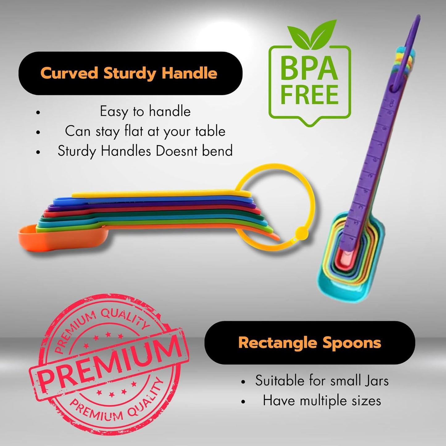 15 Pieces Colorful Plastic Measuring Cups and Spoons Set for Accurate Dry & Liquid Ingredients Measurements, Ideal Kitchen Set for Baking & Cooking – Premium, Durable, Easy-to-Use Set