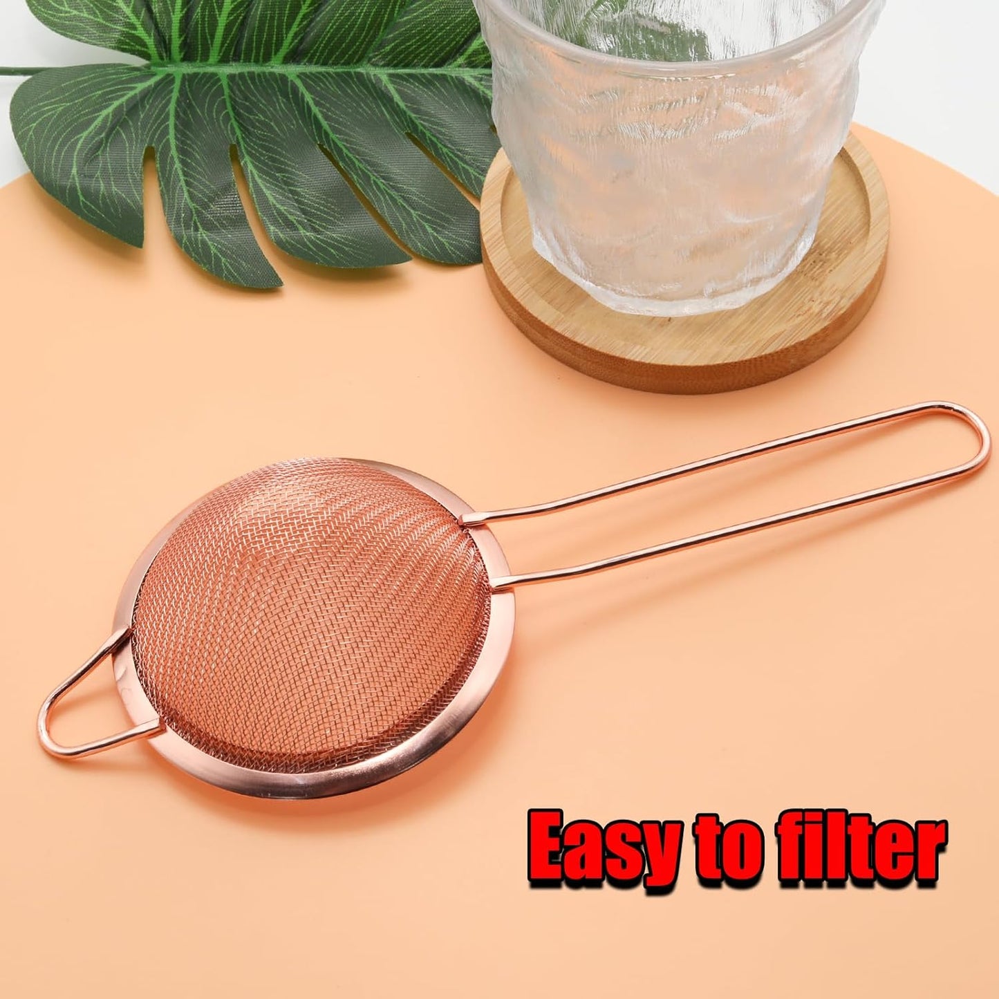 Black Fine Mesh Strainer - 304 Stainless Steel Handheld Sieve, Small Kitchen Filter for Baking, Tea & Cocktail Making(8.3inch)
