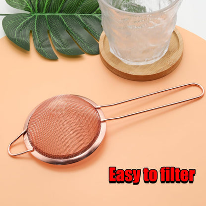 Black Fine Mesh Strainer - 304 Stainless Steel Handheld Sieve, Small Kitchen Filter for Baking, Tea & Cocktail Making(8.3inch)