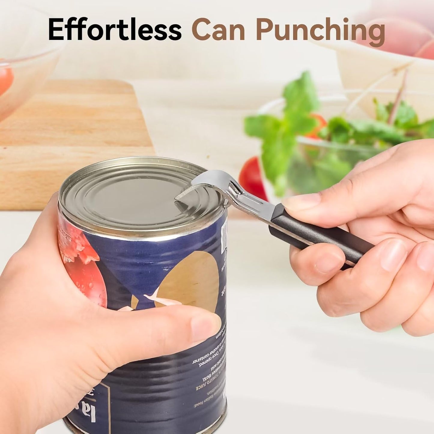Anyongora 2-in-1 Can Punch Opener & Bottle Opener, Can Opener, Stainless Steel, Non-Slip Handle, Compact 6.1", For Traditional Cans (No Pull-Tab) & Pry-Off Bottle Caps